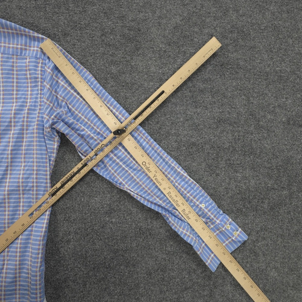Robert Graham Shirt‎ Mens XL Blue Plaid Contrast Flip Cuff Casual Dress Preppy - Picture 9 of 10